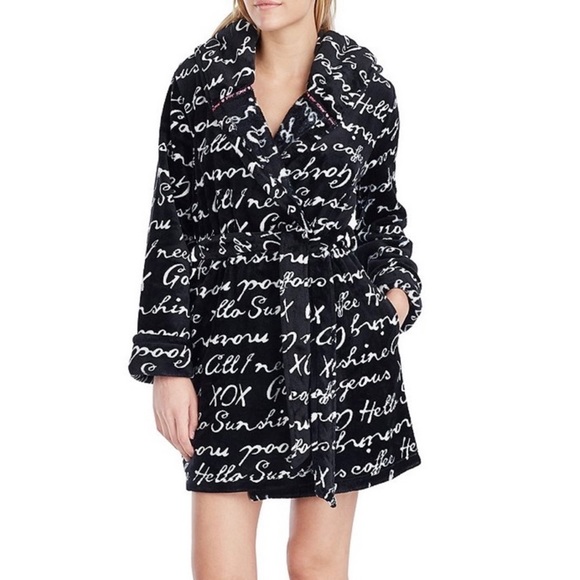 Betsey Johnson Other - Betsy Johnson Hooded Robe Plush Black